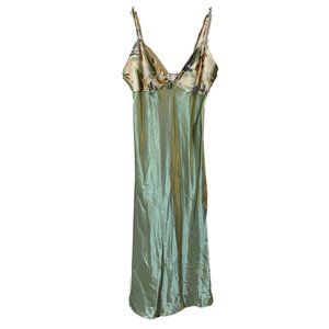 Vintage Satin Floral Peignoir Slip Nightgown